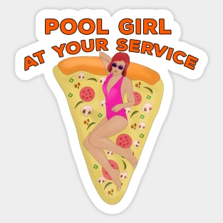 Pool Girl At Your Service Sticker